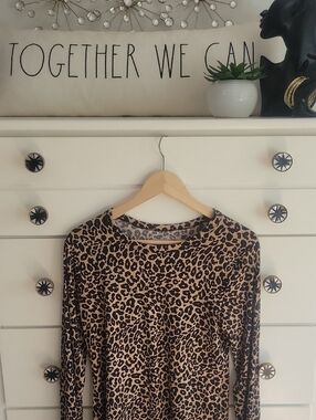 Meeeoow Moment-Leopard Print Long-Sleeve Top - Tan & Black